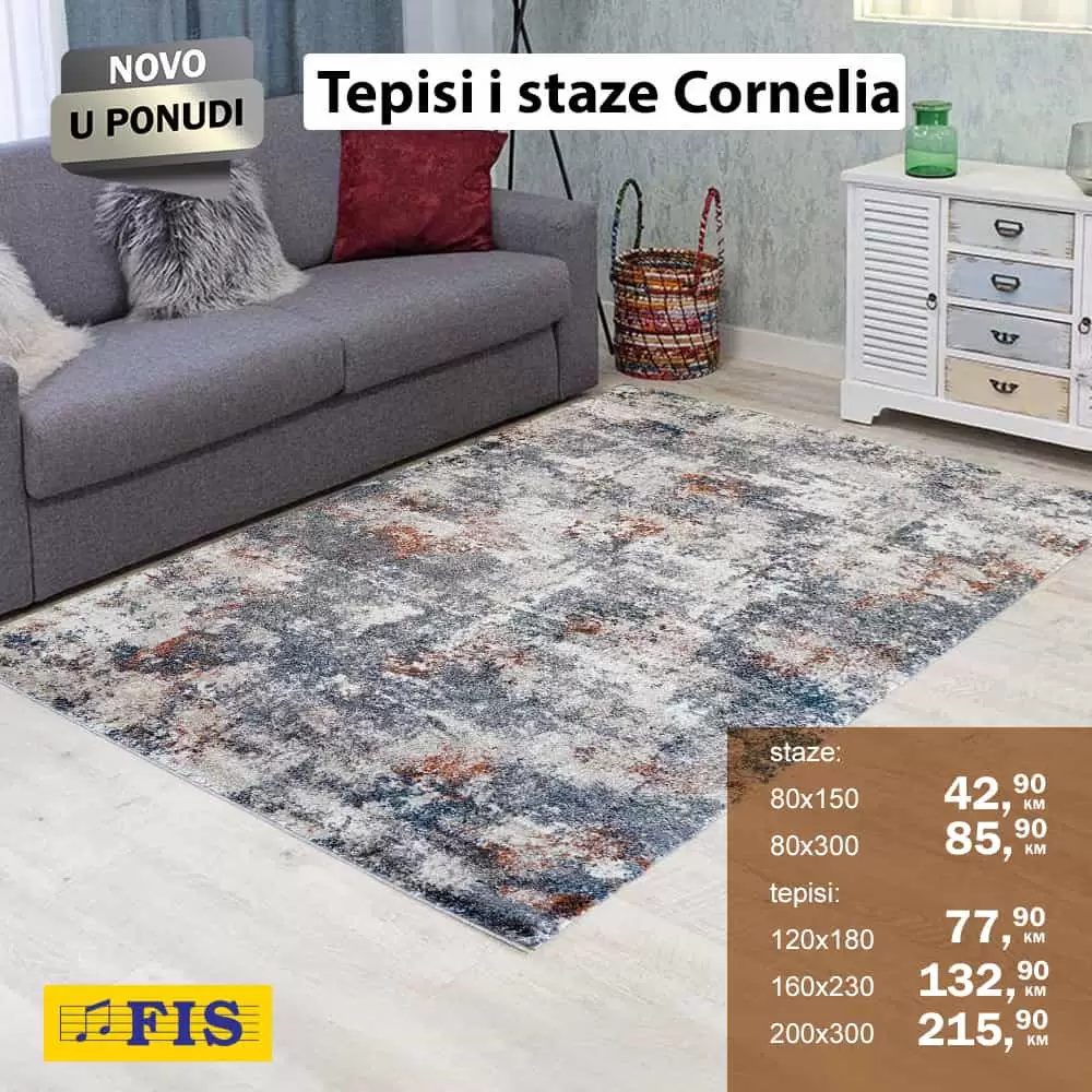 Samo u Fis prodajnim centrma tepisi i staze Cornelia već od 42,90 KM