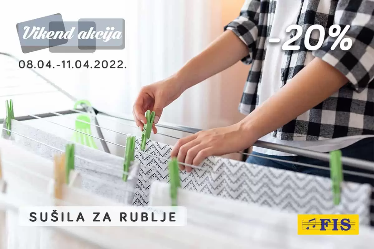 FIS-u pronađite najveći izbor sušila za veš i ostvarite odličan popust od 20%! Akcija važi za sve FIS prodajne centre!