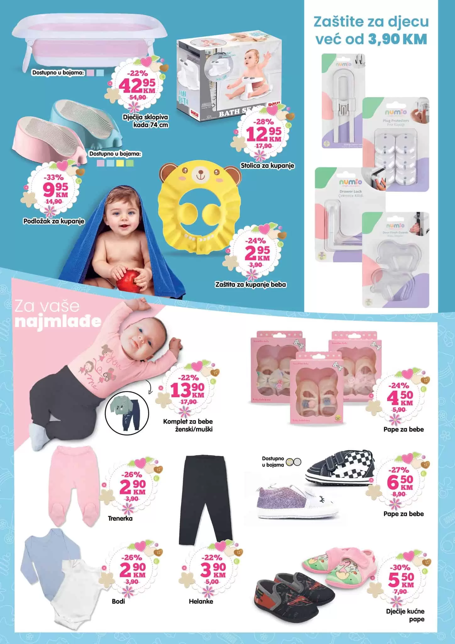 Kupanje beba je poprilično stresan 'posao'. Olakšajte sebi. Dječija sklopiva kada, podložak za kupanje, stolica za kupanje, zaštita za kupanje beba će vam uveliko olakšati posao!