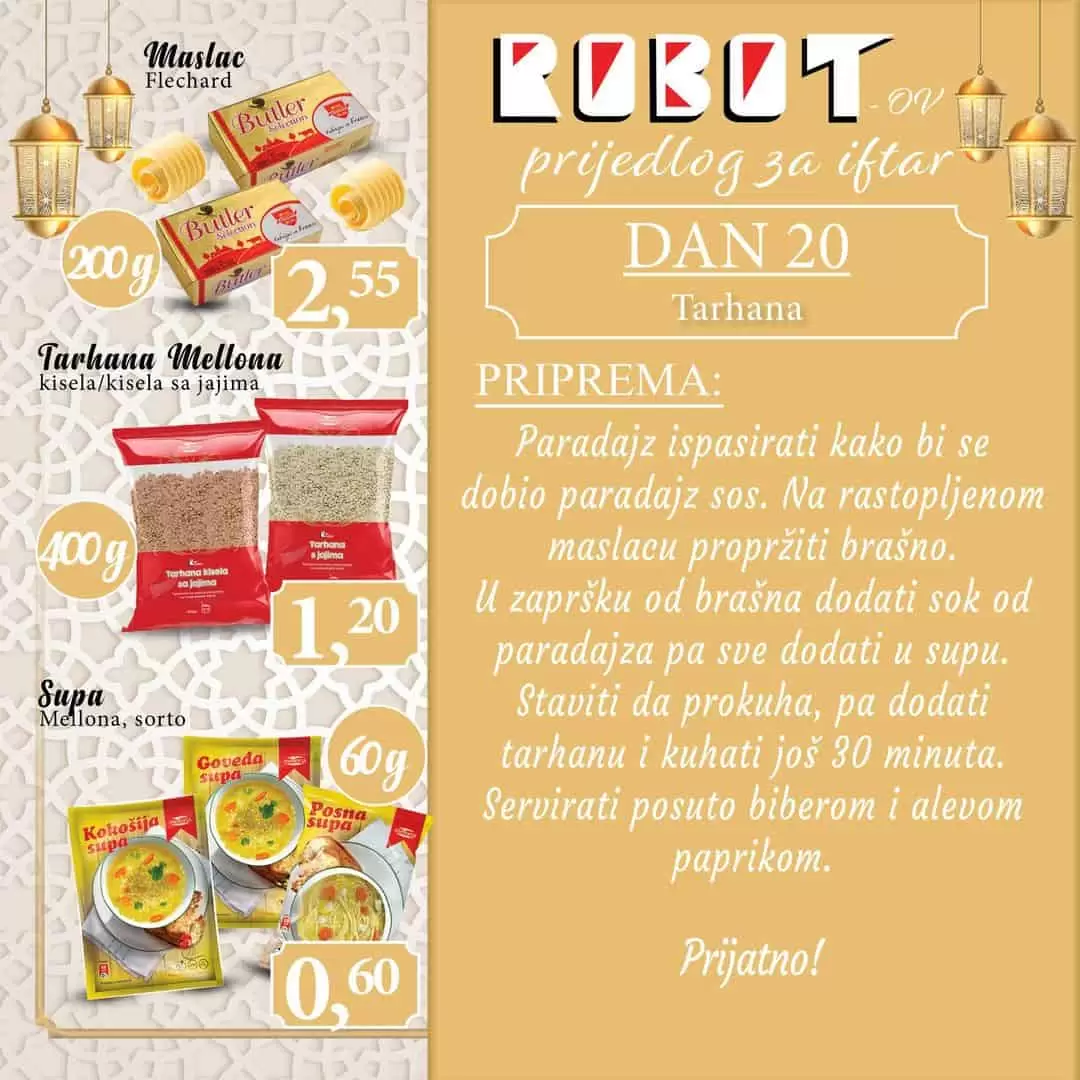 Robot nam donosi sjajne ideje za Iftar. Pogledajte i njihovu akcijsku ponudu prehrambenih proizvoda.