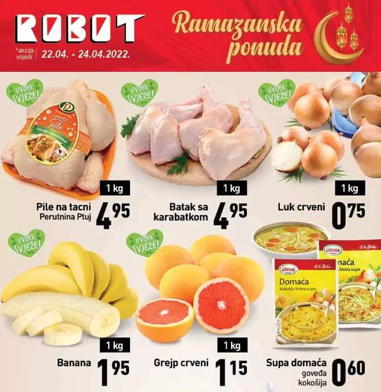 Robot vikend akcija donosi nam super cijene piletine, voca i povrca, kafe!