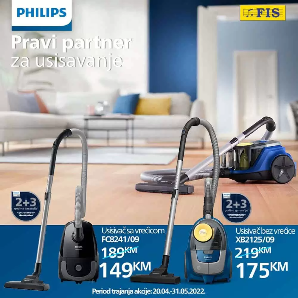 Sa Philps usisivačima usisavanje će bit pravo zadovoljsvo. Sniženje usisivača u svim Fis prodajnim centrima.