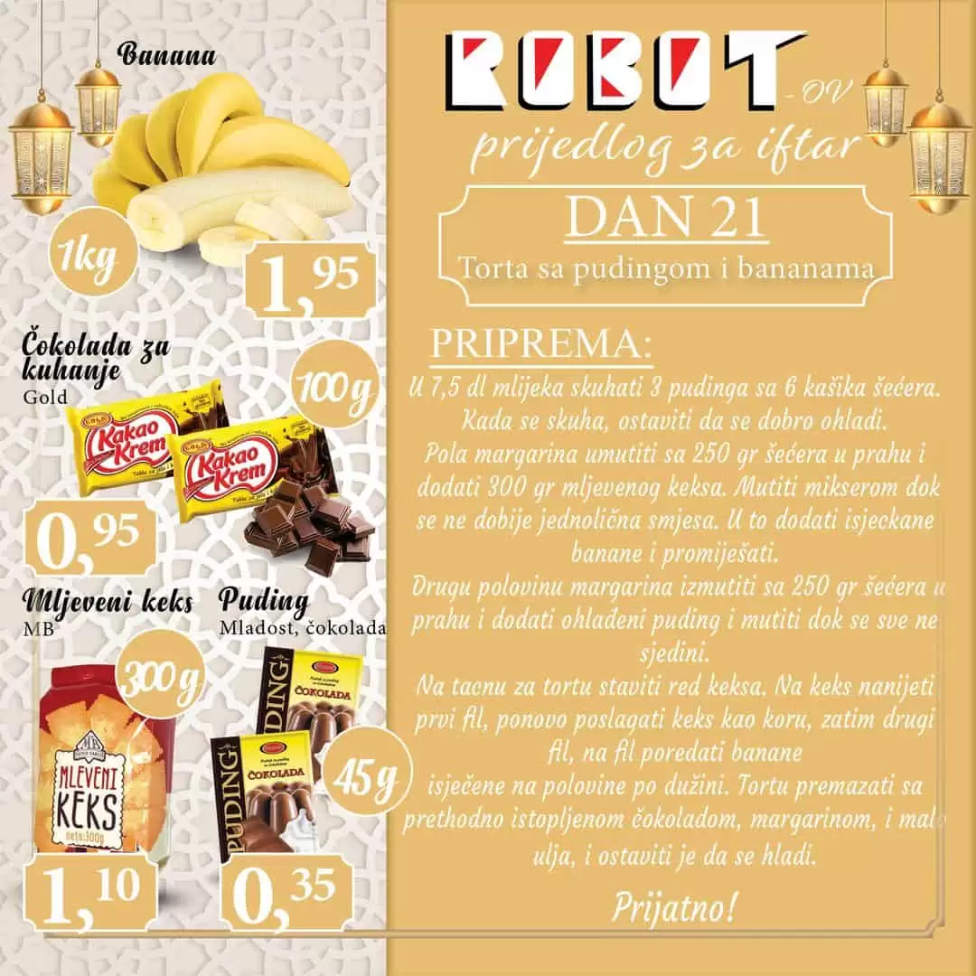 Robot nam donosi sjajne ideje za Iftar. Pogledajte i njihovu akcijsku ponudu prehrambenih proizvoda.