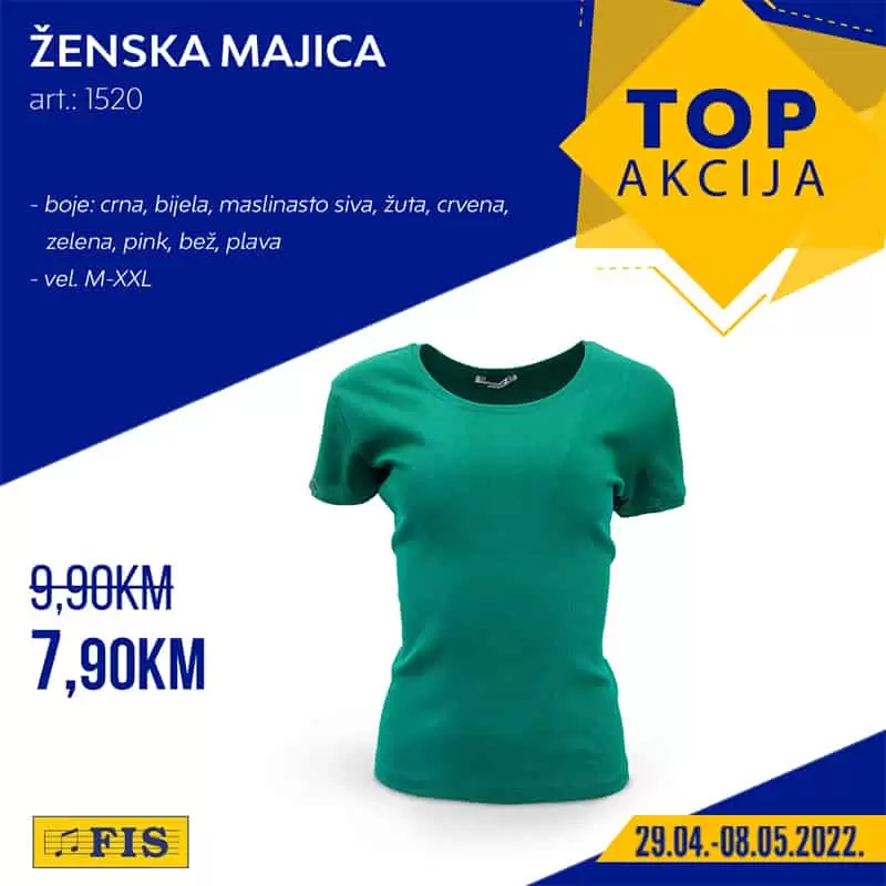 Odličan izbor tekstila u Fis-u! Ženske majice samo 7,90 KM, muške majice samo 12 KM!