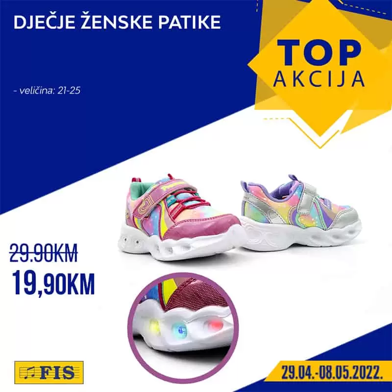 U potrazi ste za svjetlećim tenisicama za djevojčice? Imamo super vijest!Svjetleće dječje ženske patike  samo 19,90 KM! 