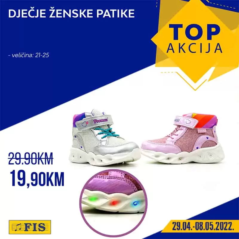 U potrazi ste za svjetlećim tenisicama za djevojčice? Imamo super vijest!Svjetleće dječje ženske patike  samo 19,90 KM! 