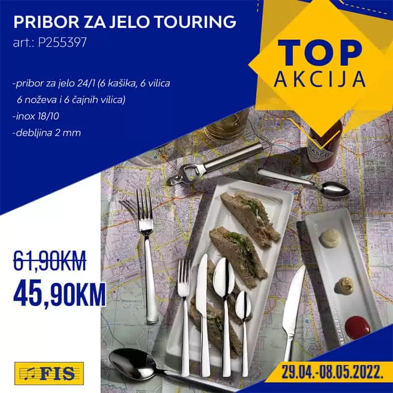 Pribor za jelo Touring 24/1, inox 18/10 samo 45,90 KM. 