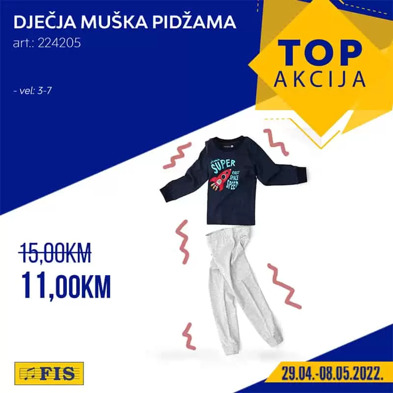 Dječja muška pidžama samo 11 KM, ženska dječja pidžama 11 KM. 