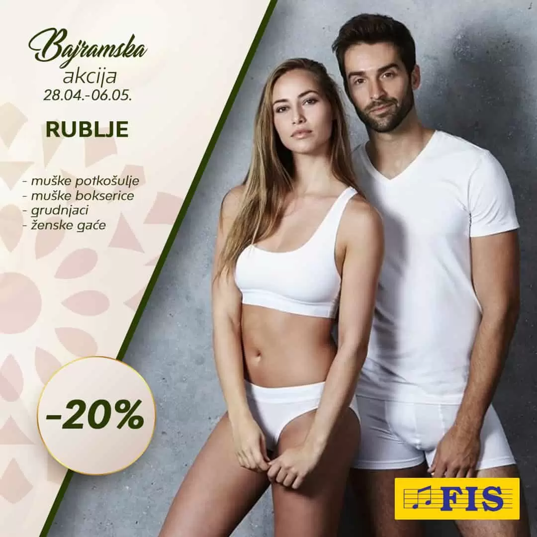 Bajramska akcija u Fis prodavnicama! Obuca snižena 20%, Fis tekstil sniz1en 20%. U Fis-u djeciji tekstitl i rublje su sniženi 20%!