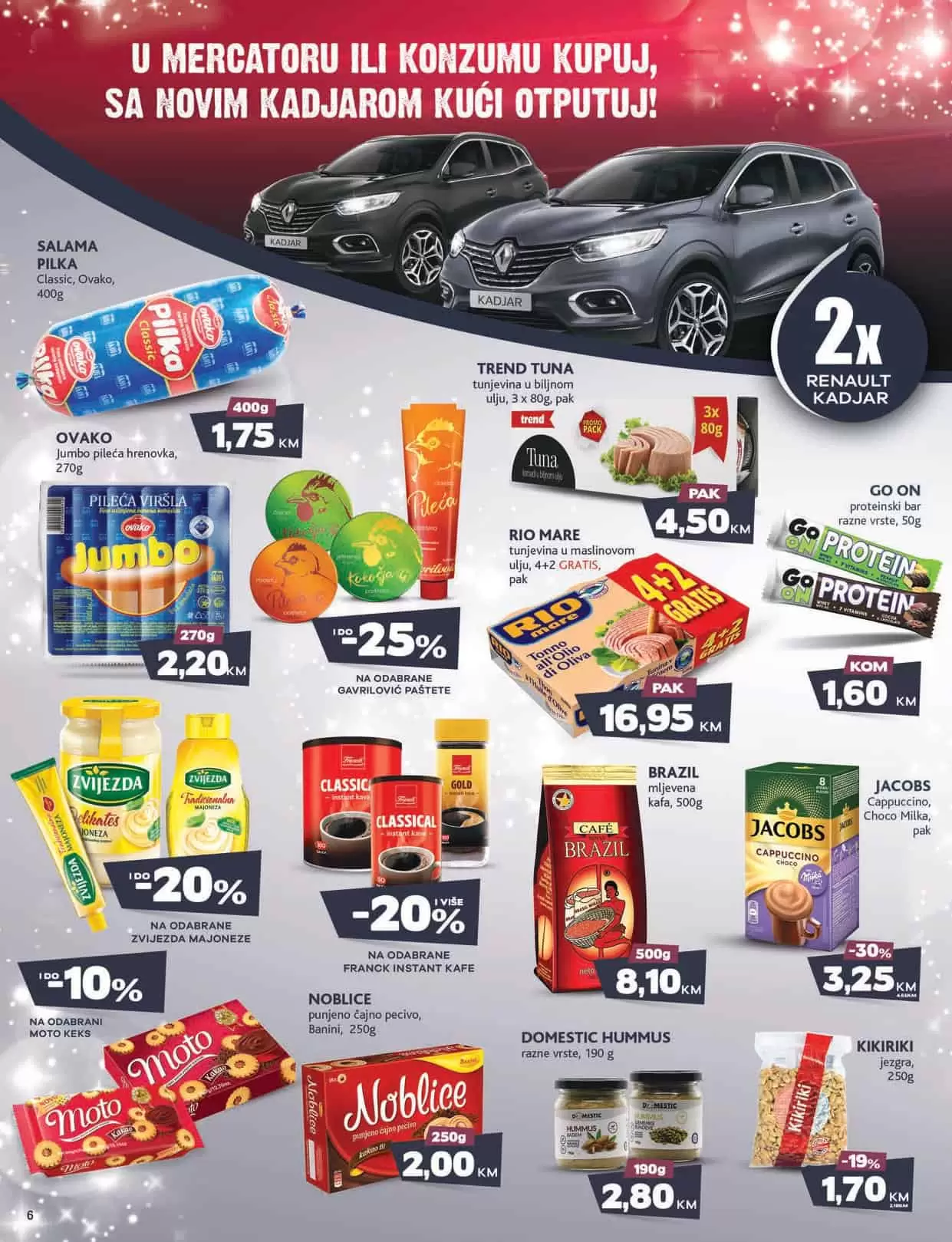 Mercator katalog donosi nam snižene/akcijske cijene prehrame, kucne hemije i opreme, proizvoda za njegu i hiigijenu.