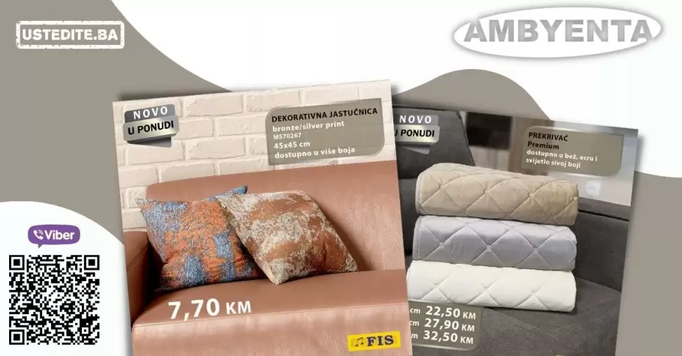Novo u Ambyenta ponudi! Ukrasni jastuci, stotlnjaci, nadsolnjaci, prekrivaci za kauc.