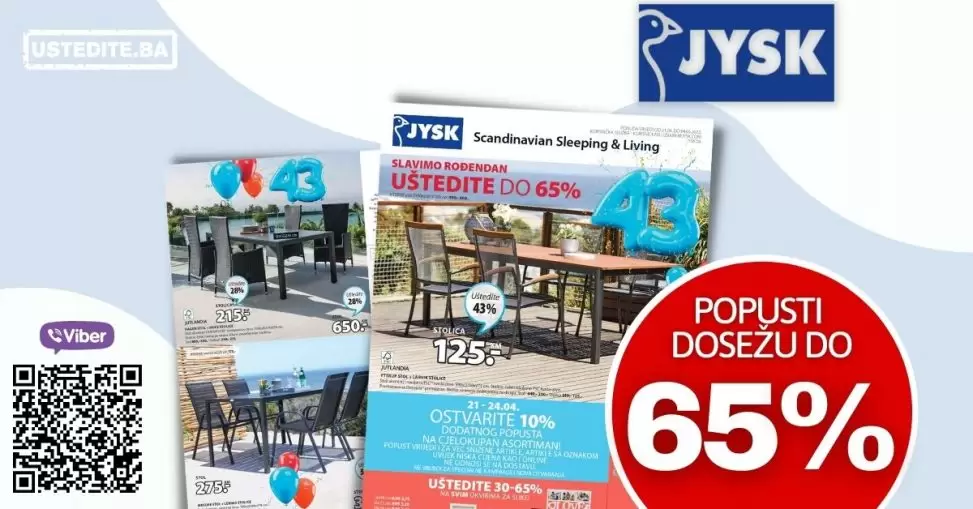 Jysk akcijski katalog donosi nam super sniženja i do 65%!