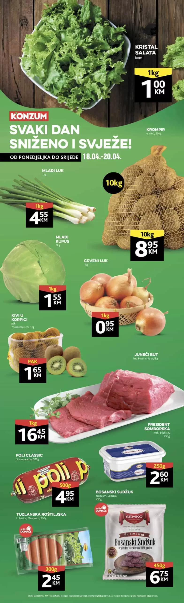 Konzum katalog ' svježa ponua' donosi nam super cijene voća, povrća i mesa.