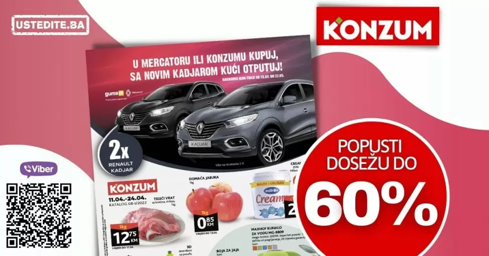 Konzum katalog donosi nam super cijene hrane, deterdženata, pelena za bebe, kuhinjskog pribora i posudja!