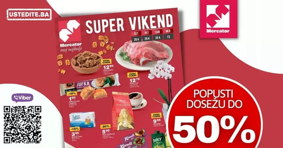 Mercator vikend akcija donosi nam popuste i do 50%! Pogledajte Mercator katalog i uštedie novac!