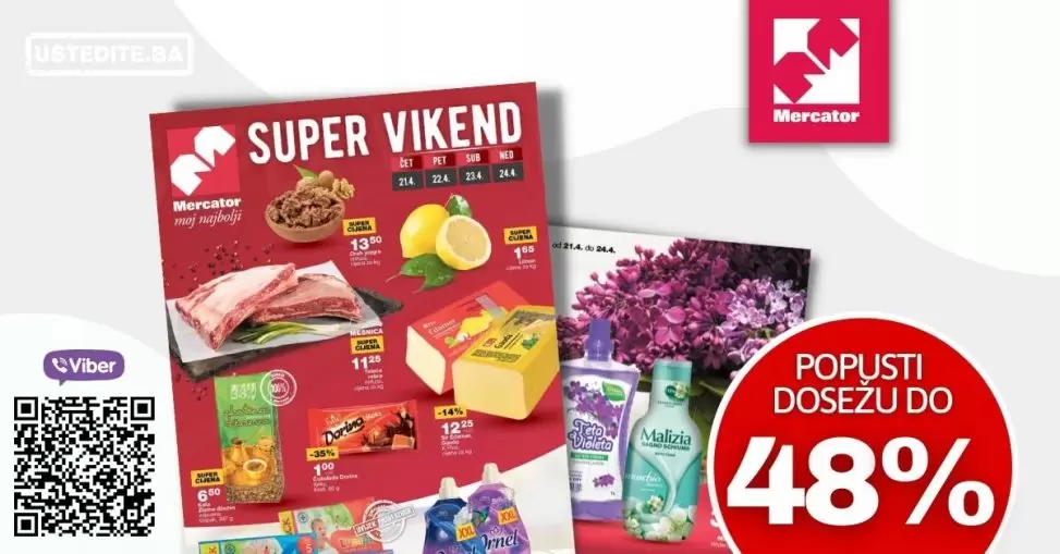Mercator vikend akcija donosi nam akcijske cijene svjezeg mesa, sira, oraha, luka,