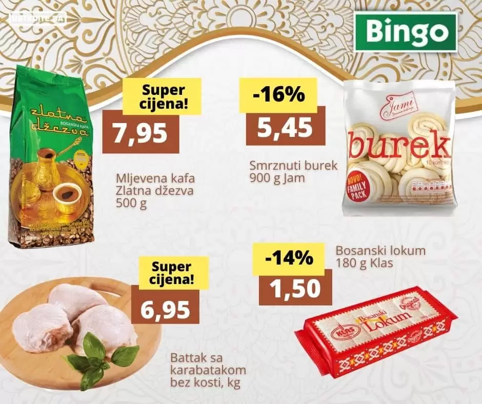Ramazanska ponuda BINGO 29.03-03.05.2022. Iskoriste akcijske cijene svjezeg mesa, kafe!