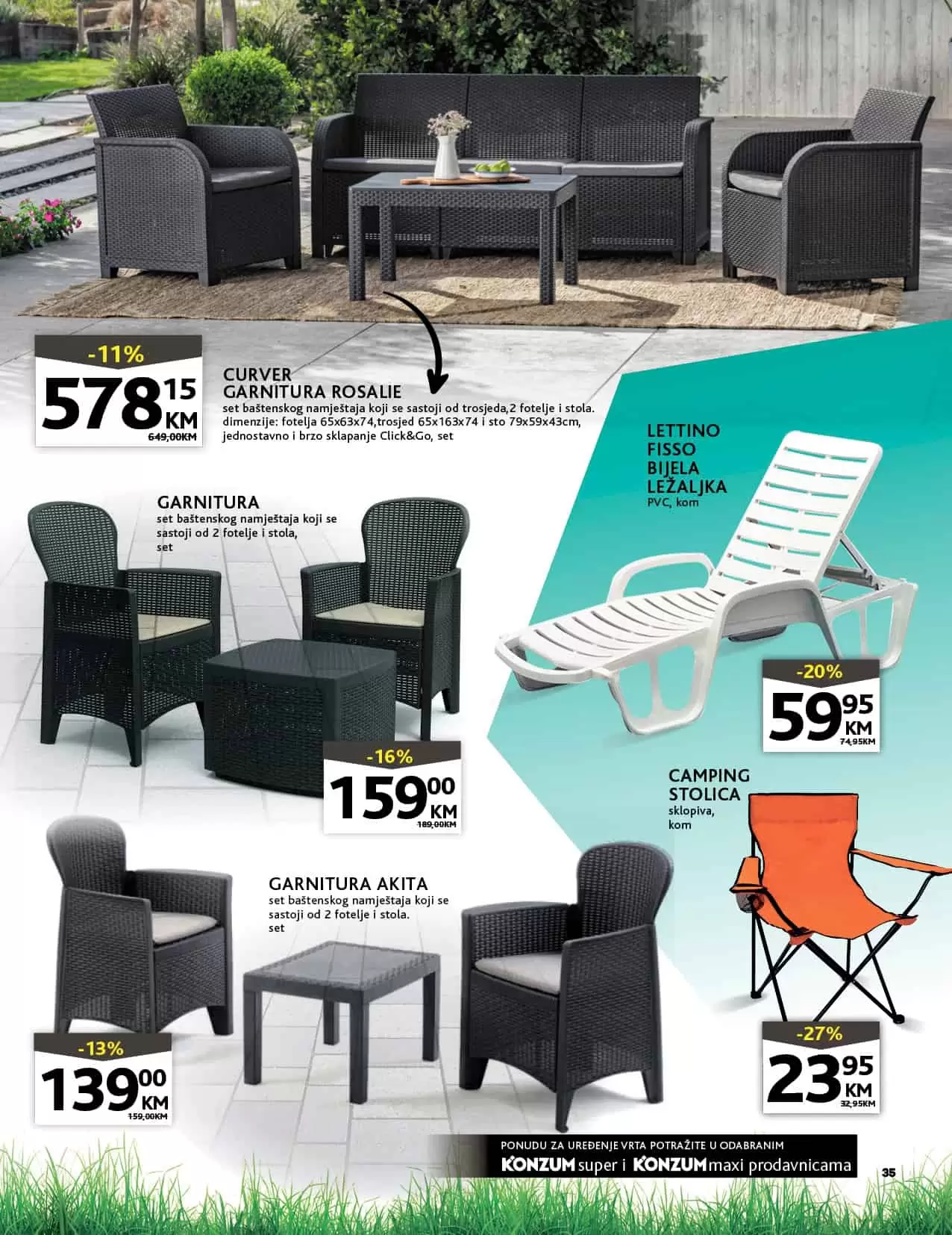 Baštenske garniture, ležaljke, kamperske stolice po super cijenama! 