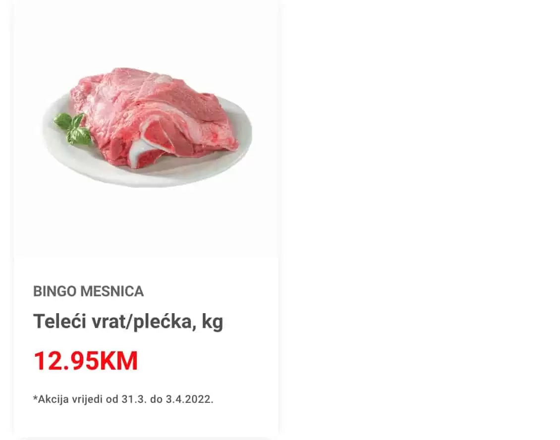 Bingo nam donosi akcijske cijene svjezeg crvenog mesa.