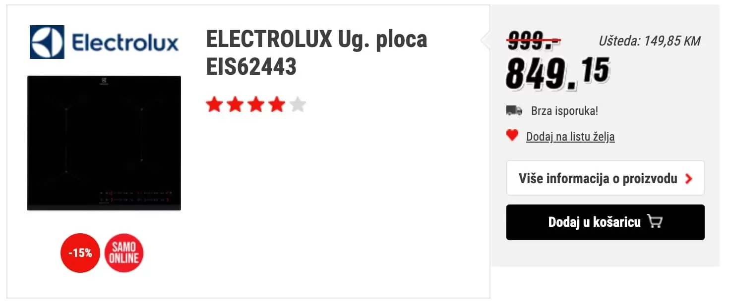 ELECTROLUX Ug. ploca EIS62443