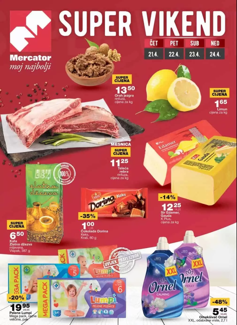 Mercator viken akcija donosi nam akcijske cijene svjezeg mesa, sira, oraha, luka,