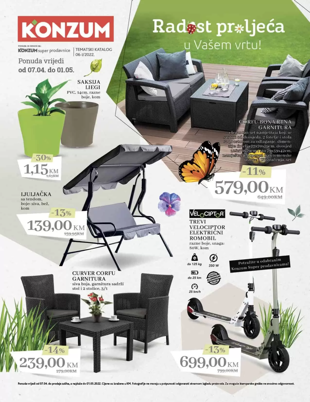 Konzum tematski katalog donosi na popuste i do 50%! Uskrs, kuhinjski pribor i posudje, donji veš, tekstil bicikla, romobli,..