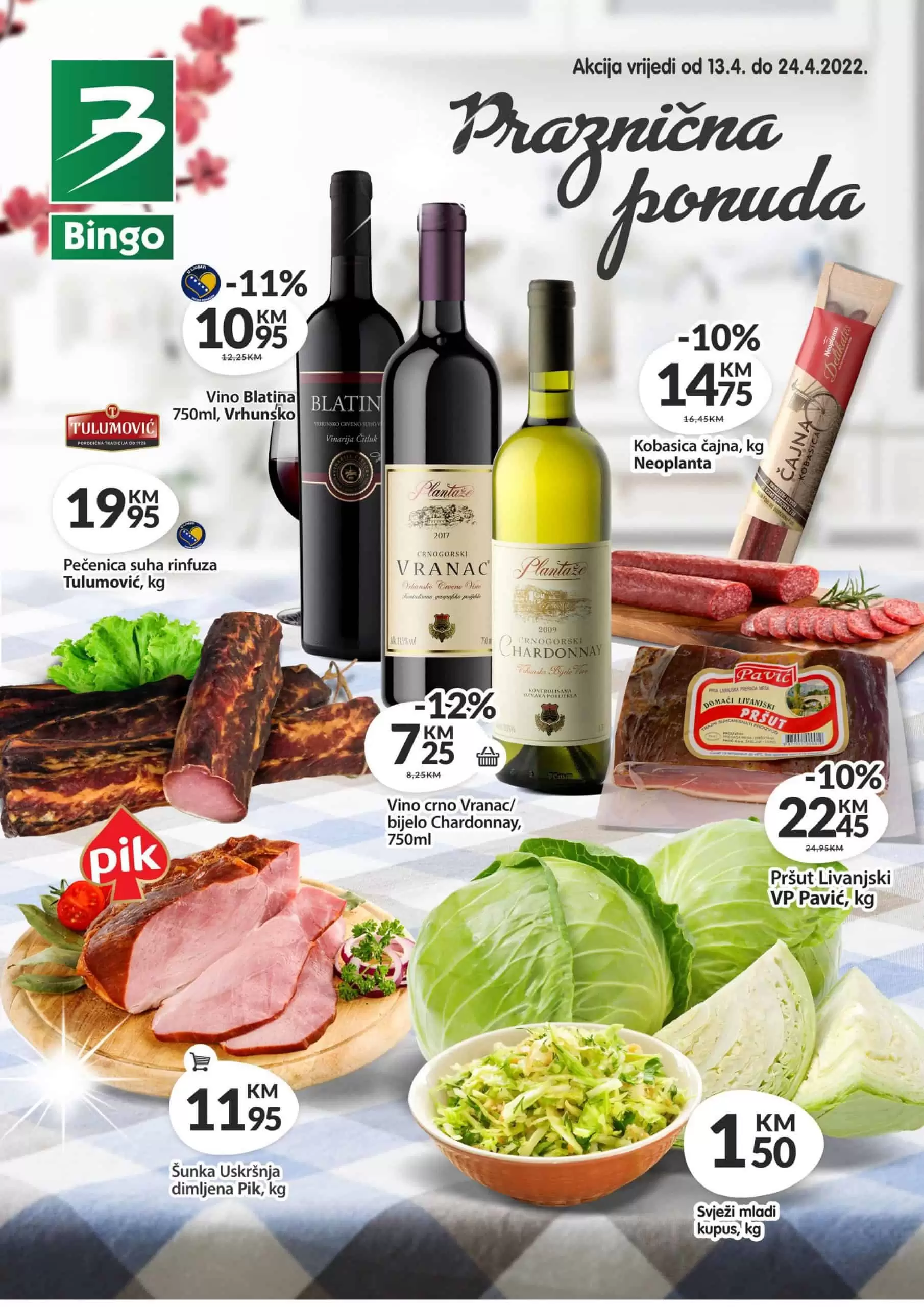 Bingo Praznična ponuda donosi nam sniženje vina, povrca, mesnih preradjevina, slatkisa.