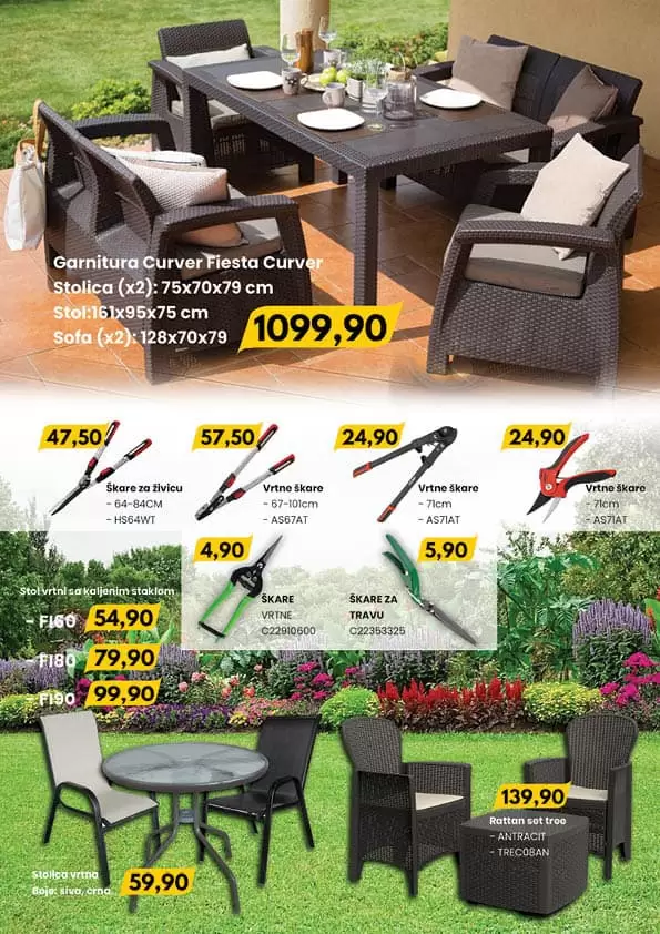 Fis katalog "Proljetno uredjenje' donosi nam sniženje bastenskog namjestaja, električnih kosilica!