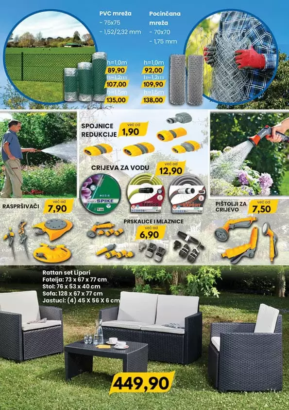 Fis katalog "Proljetno uredjenje' donosi nam sniženje bastenskog namjestaja, električnih kosilica!