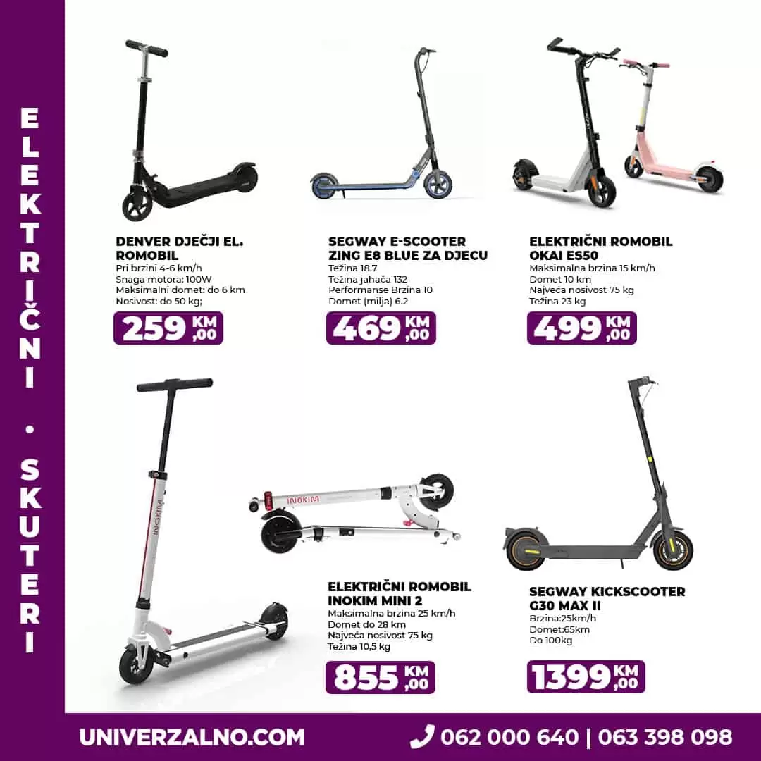 Univerzalno super ponuda električnih skutera! Električni romobili po super cijenama!