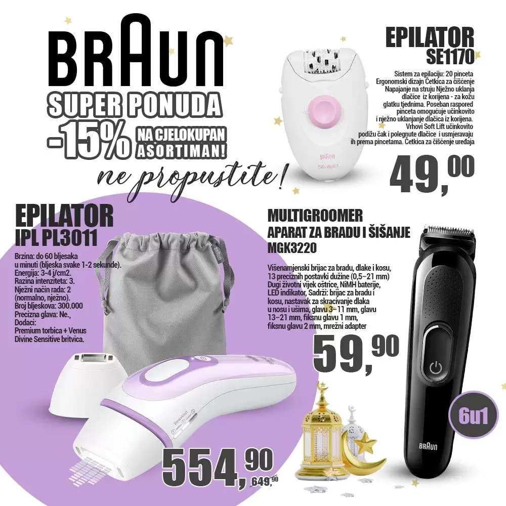 Robot Sniženje BRAUN aparata do 08.05.2022. Na sniženju su Braun epilator i braun aparat za bradu i sisanje