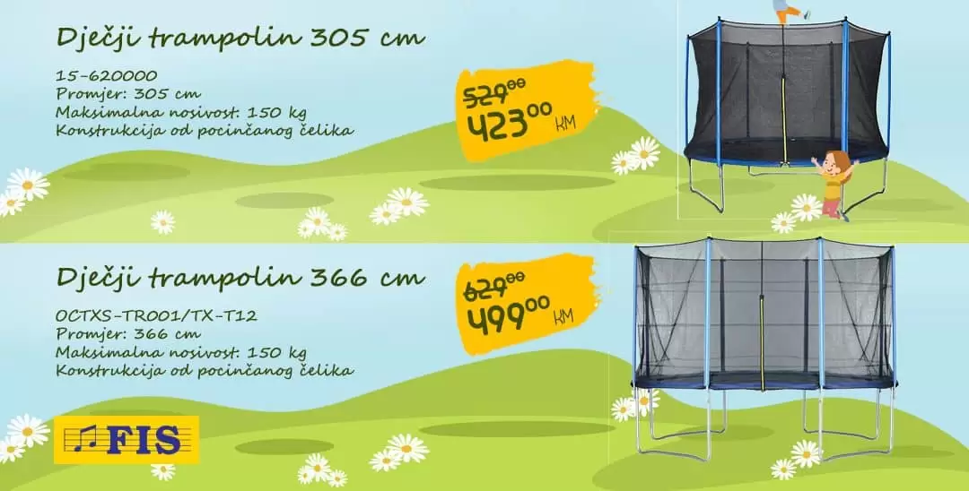 Sniženje dječijih trampolina u FIS prodajnim centrima!