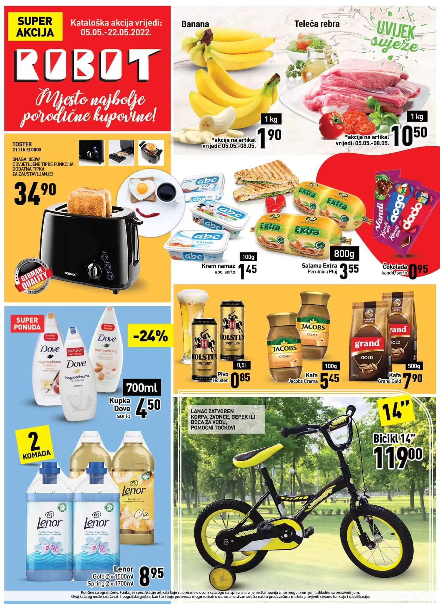 Robot katalog donosi nam akcijske cijene hrane, voca i povrca,  kucne hemije, djecijih pelena! Posjetite robot prodavnice i ustedite novac!