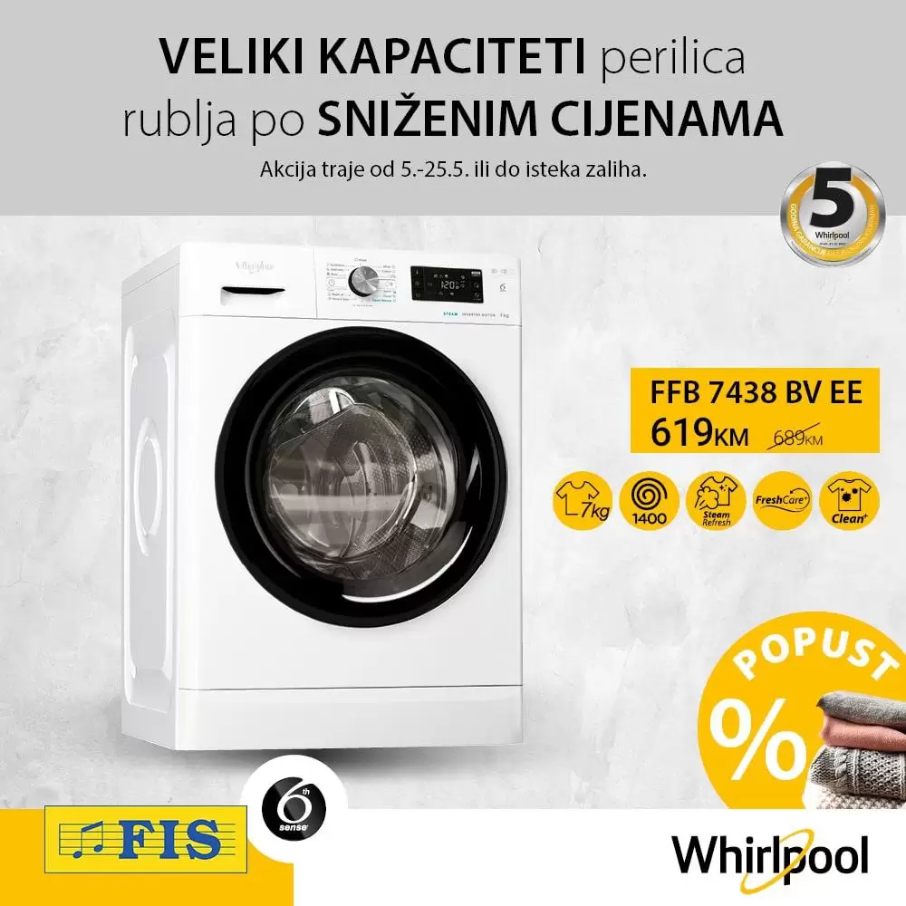 FIS sniženje Perilice rublja Whirpool 05-25.05.2022.