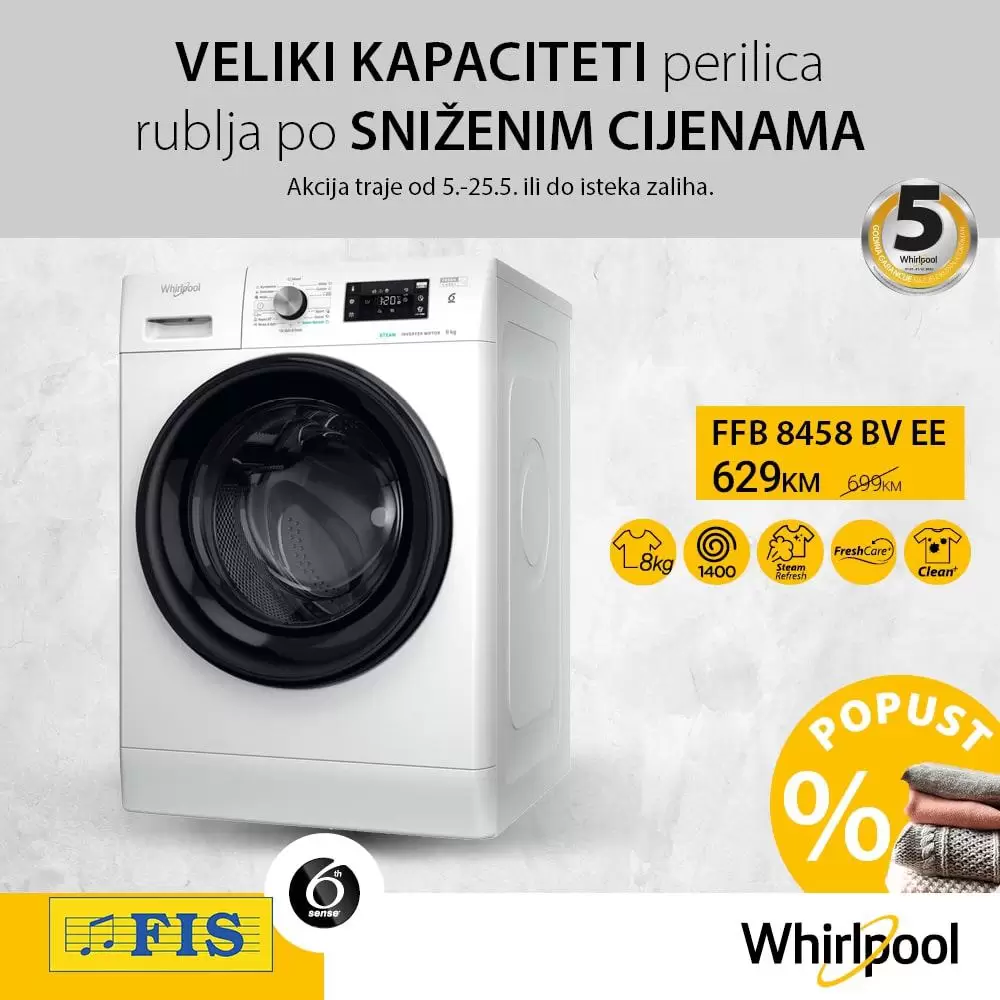 FIS sniženje Perilice rublja Whirpool 05-25.05.2022.