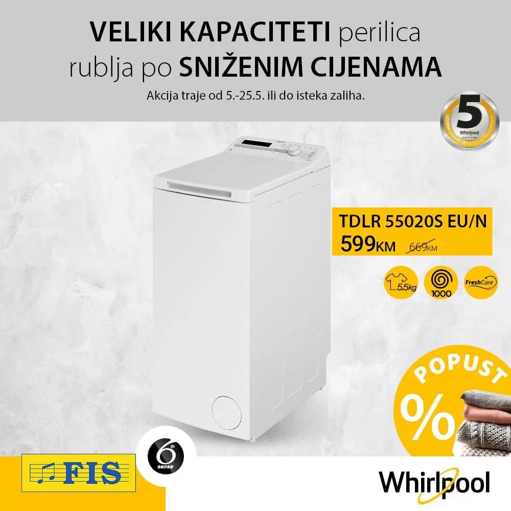 FIS sniženje Perilice rublja Whirpool 05-25.05.2022.