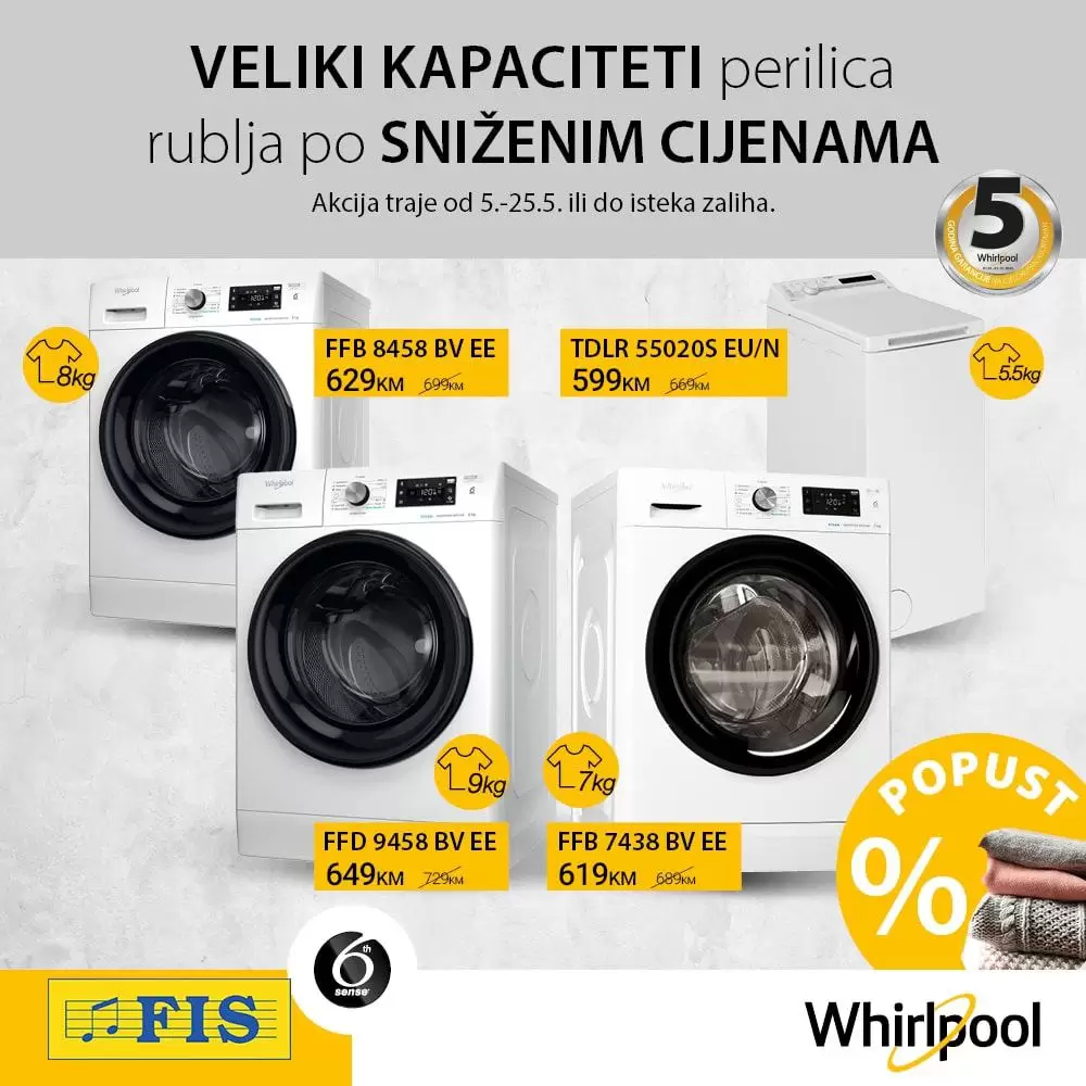 FIS sniženje Perilice rublja Whirpool  05-25.05.2022. 