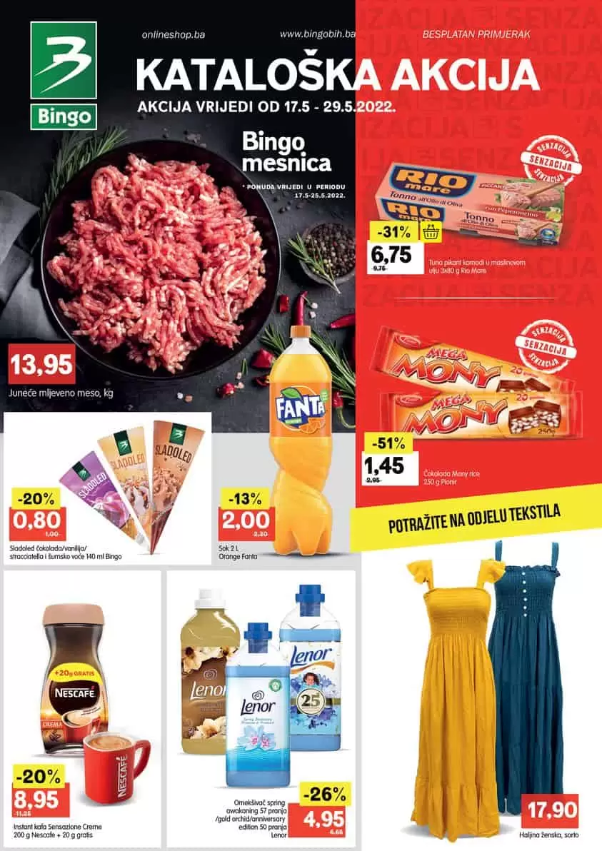 Bingo akcijski katalog donosi nam sjajnu ponudu prehrambenih proizvoda. Iskoristite akcijske cijene i uštedite novac! Bingo prodavnice čekaju na vas!