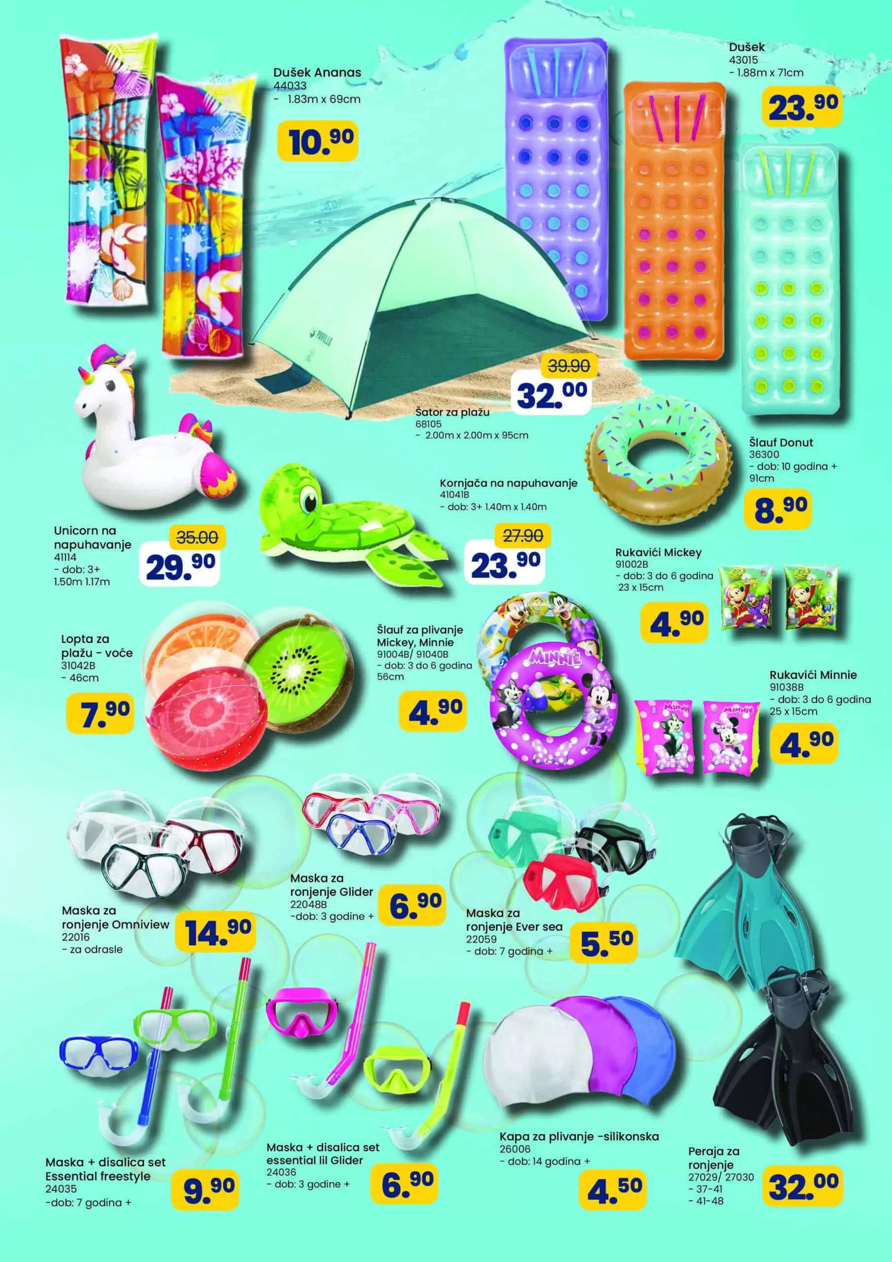 FIS katalg ljeto donosi nam sniženje bazena svih velicina. Na sniz1enju mozete pronaci i satore, pimpe za bazane, slaufe za djecu, miske za djecu, kape za kuoanje i jos mnogo toga.