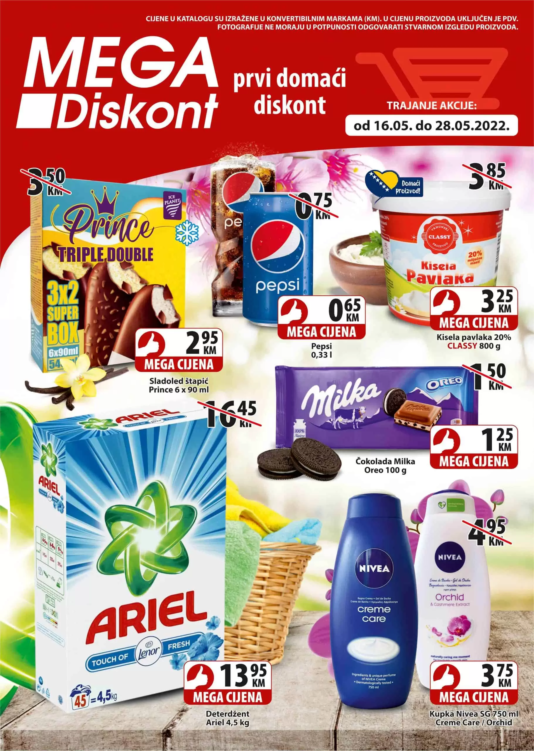Mega Diskont kataloska akcija donosi nam sjajne akcijske cjene! Posjetite Mega Diskont prodavnice i uzivajte u snizenjima!