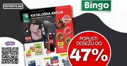 Bingo kataloška akcija donosi nam senzacionalne popuste. Pogledajte Bingo katalog i uštedite kupujući prehrambene proizvode i kućnu hemiju!