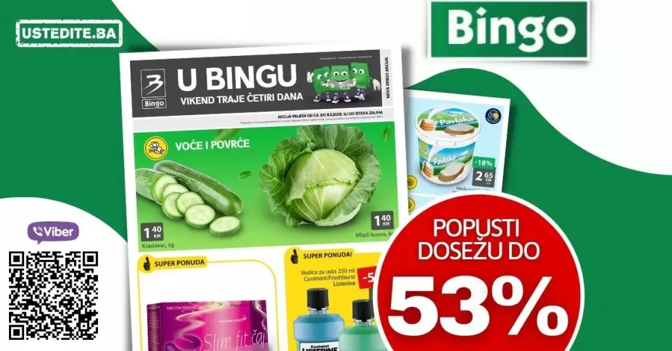Bingo vikend akcija donosi nam popuste i do 53%! Pogledajte Bingo katalog i uštedite novac!