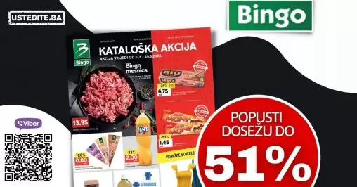 Bingo akcijski katalog donosi nam sjajnu ponudu prehrambenih proizvoda. Iskoristite akcijske cijene i uštedite novac! Bingo prodavnice čekaju na vas!