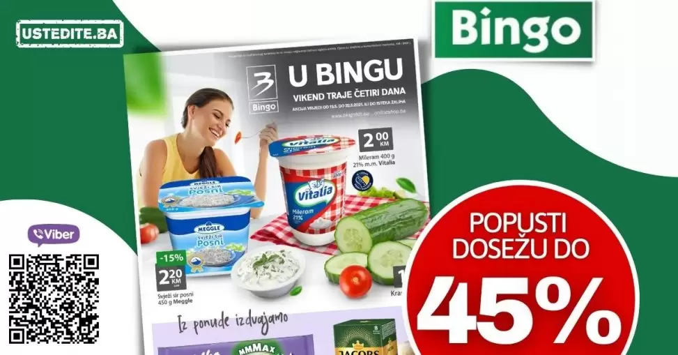 Bingo vikend akcija donsi nam siženja prehrambenih proizvoda i hemije. Pogledajte sta nam je BIngo pripremio i posjetite najblizu Bingo prodavnicu!
