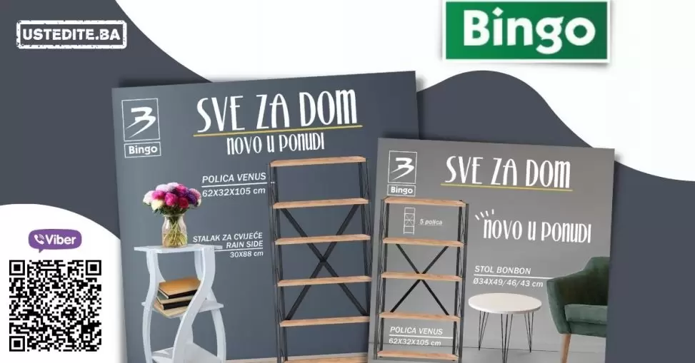 Bingo katalog namještaja "SVE ZA DOM" donosi nam odlične cijene namještaja. Na akcijski su police, igaone garrniture, sjedeće garniture, kuhinja, spavaca soba,..