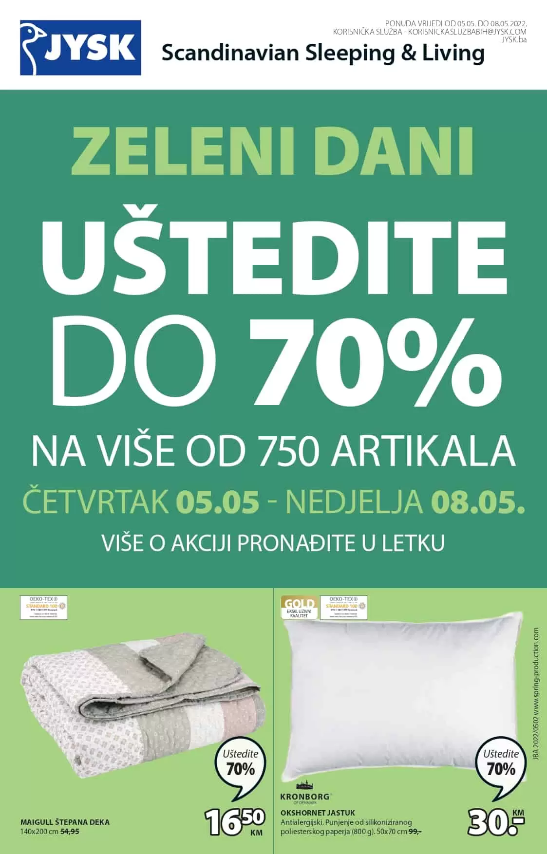 JYSK zeleni dani donose nam uštede i do 70%! Pogledajte jysk katalg i uštedite novac!
