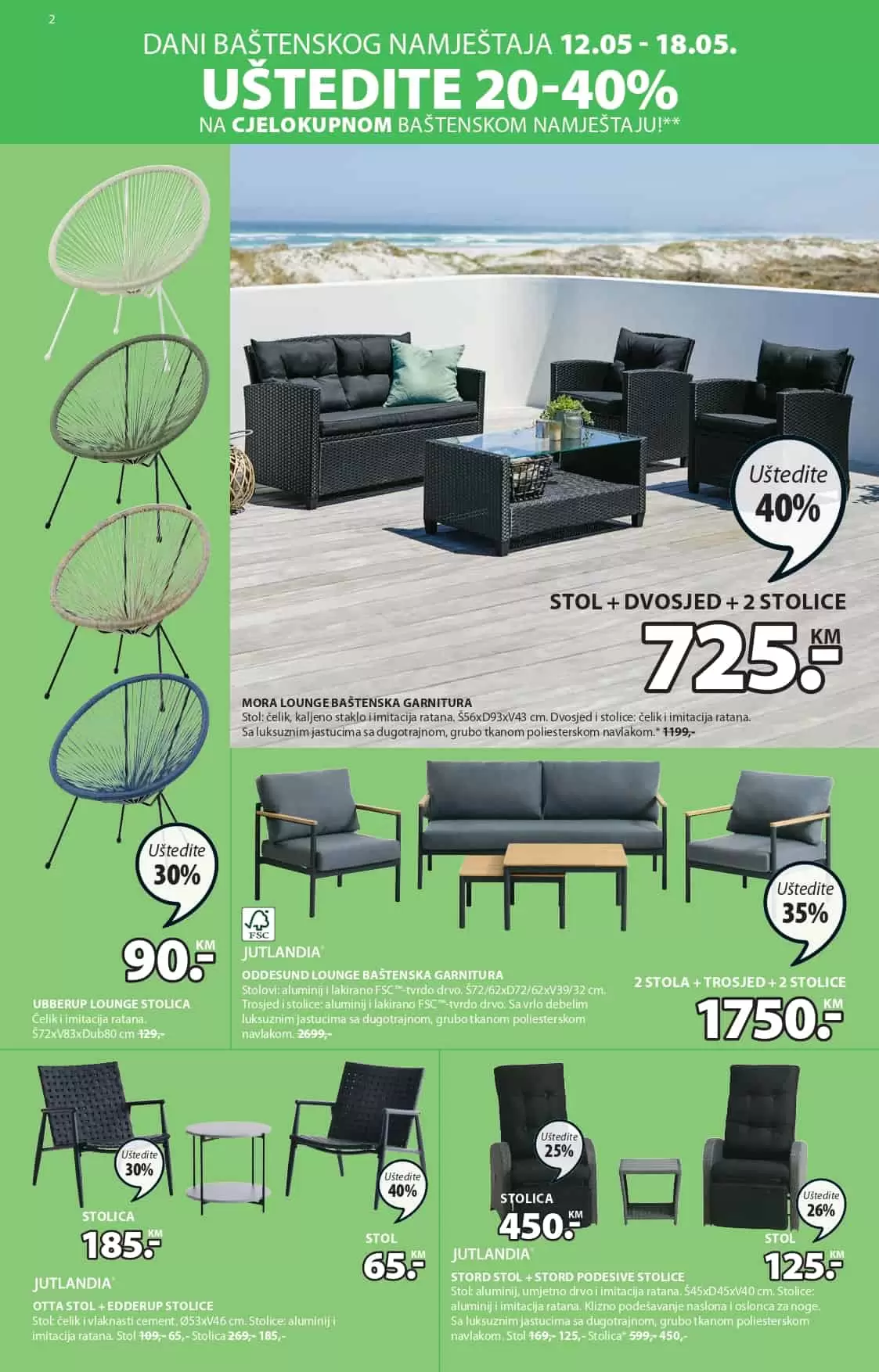Popusti d 40%! JYSK Dani baštenskog namještaja 12-18.05.2022.