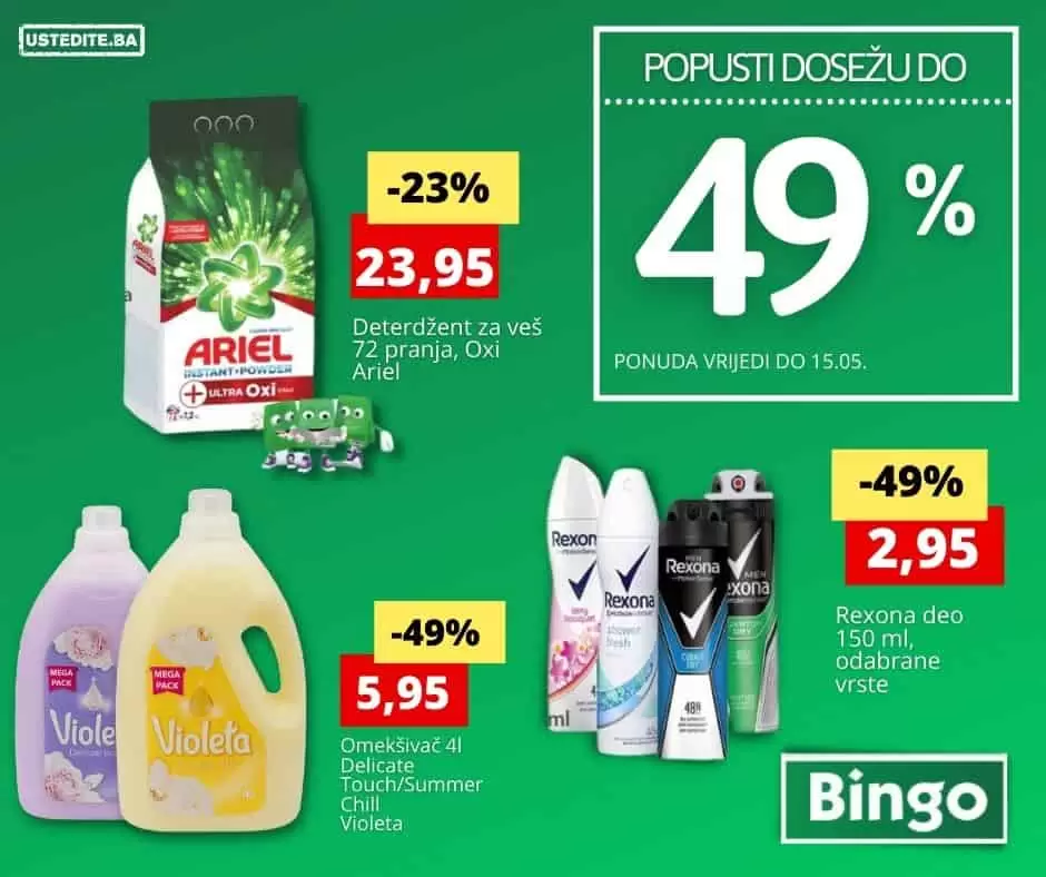 Bingo vikend akcija donosi na popuste i do 49%! Uštedite kupujuci u bingo prodavnicama! 