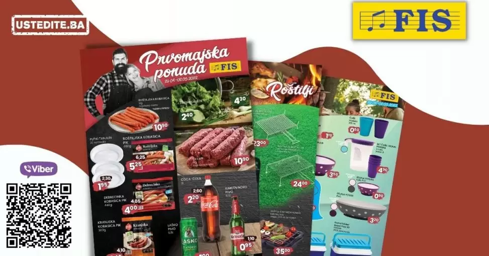 Fis katalog donosi nam sjajne akcijske cijene za prvi maj. Pogledajte cijene cevapa, pljeskavica, sudzukica. Odusevit ce vas i ponuda rostilja.