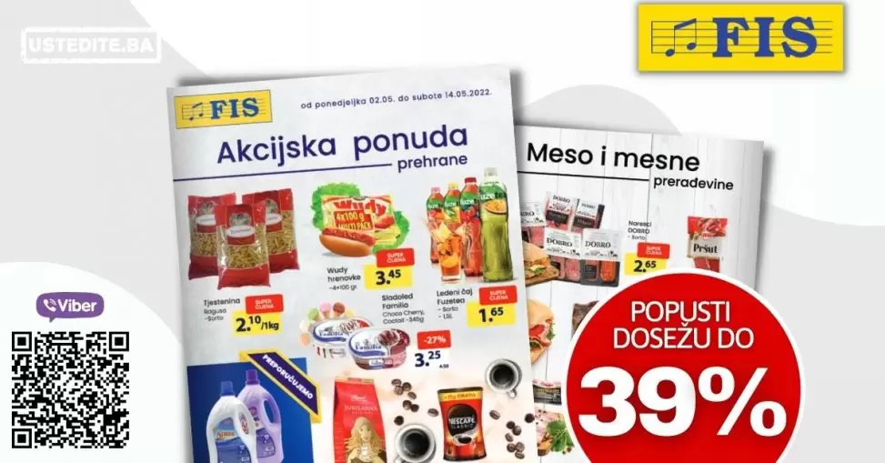 Fis akcijski katalog prehrane i hemije donosi nam popuste i do 39%! Iskoristite ovu super Fis ponudu i kupujte po akcijskim cijenama!